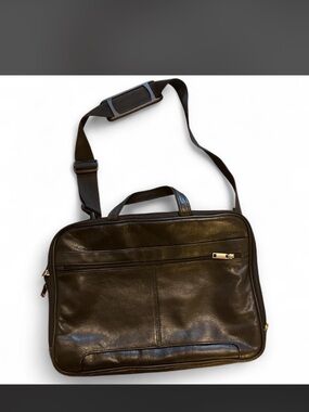 Classic Black Leather Messenger Bag for Men